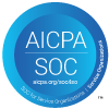 Un badge circulaire avec le logo AICPA SOC